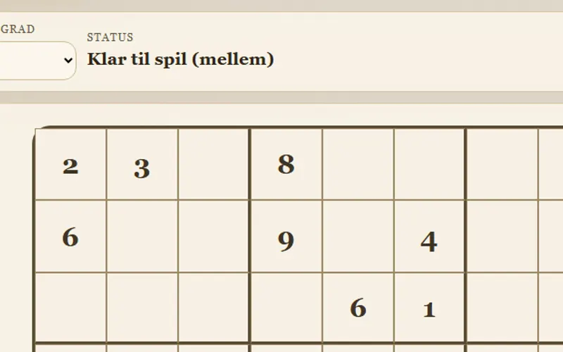Sudoku med et tydeligt talgitter