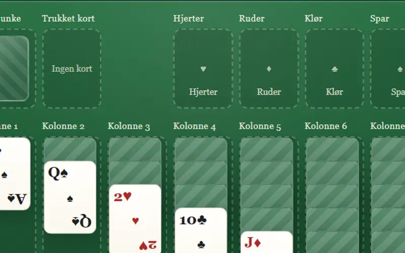 Et igangv&aelig;rende spil 7 kabale med klassiske kort